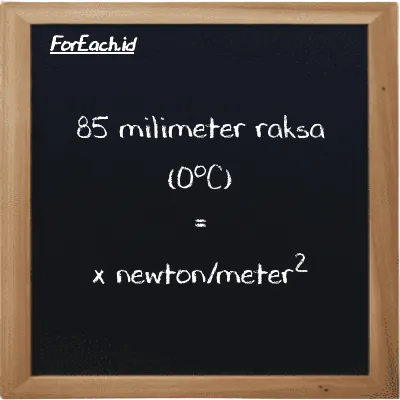 1 milimeter raksa (0<sup>o</sup>C) setara dengan 133.32 newton/meter<sup>2</sup> (1 mmHg setara dengan 133.32 N/m<sup>2</sup>)